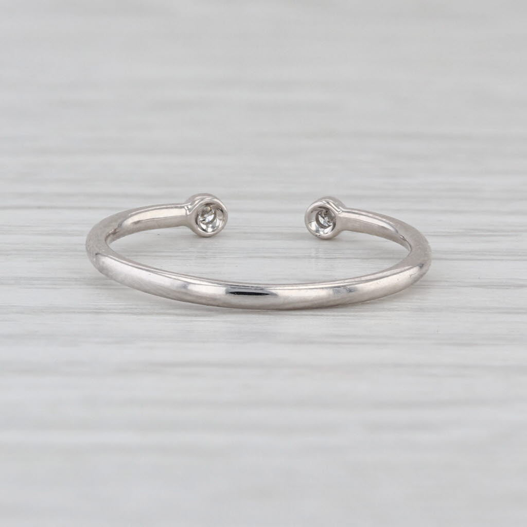 Diamond Open Top Ring 14k White Gold Size 5.5 Adjustable Size Stackable Band