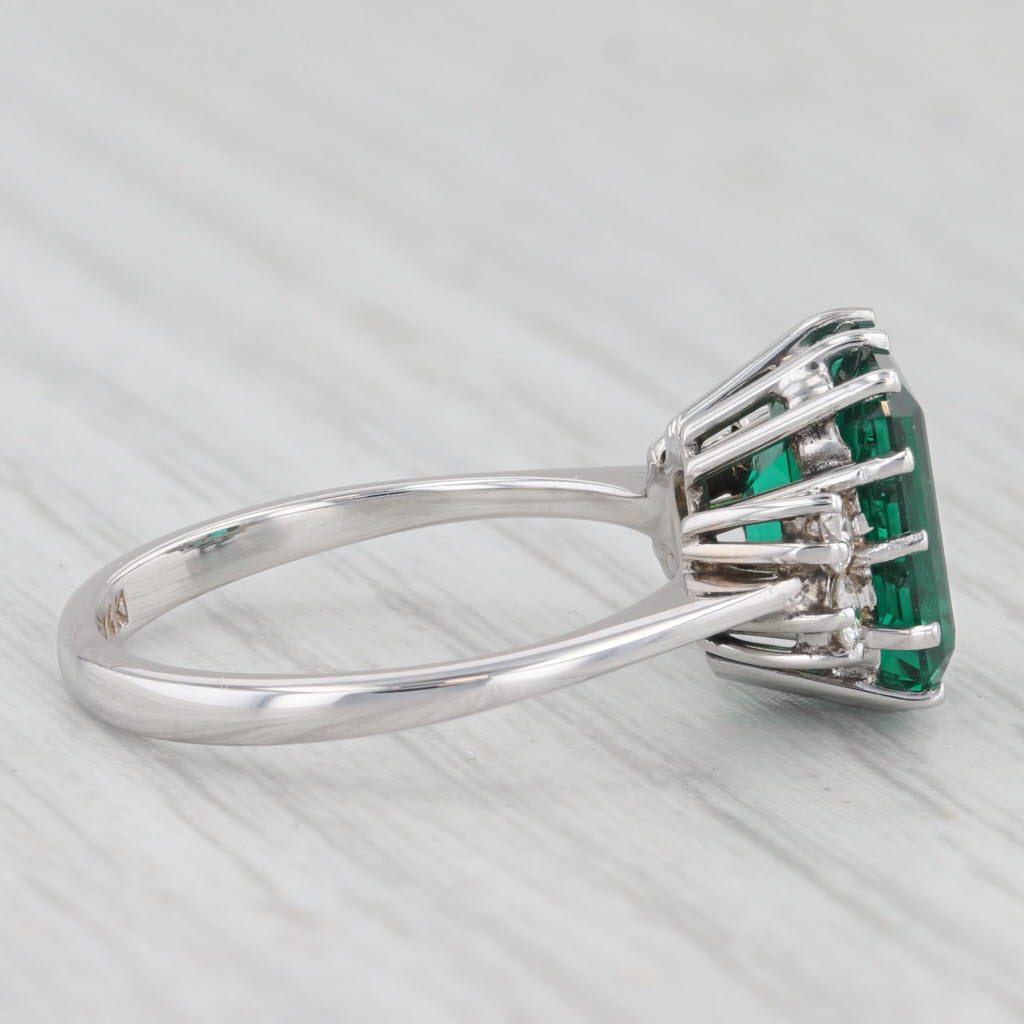 Light Gray 3.32ctw Lab Created Emerald Diamond Halo Ring 14k White Gold Size 6.25