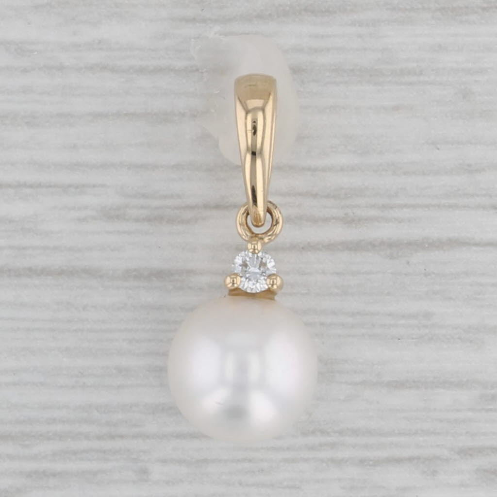 Gray Cultured Pearl Pendant 14k Yellow Gold Small Solitaire Drop