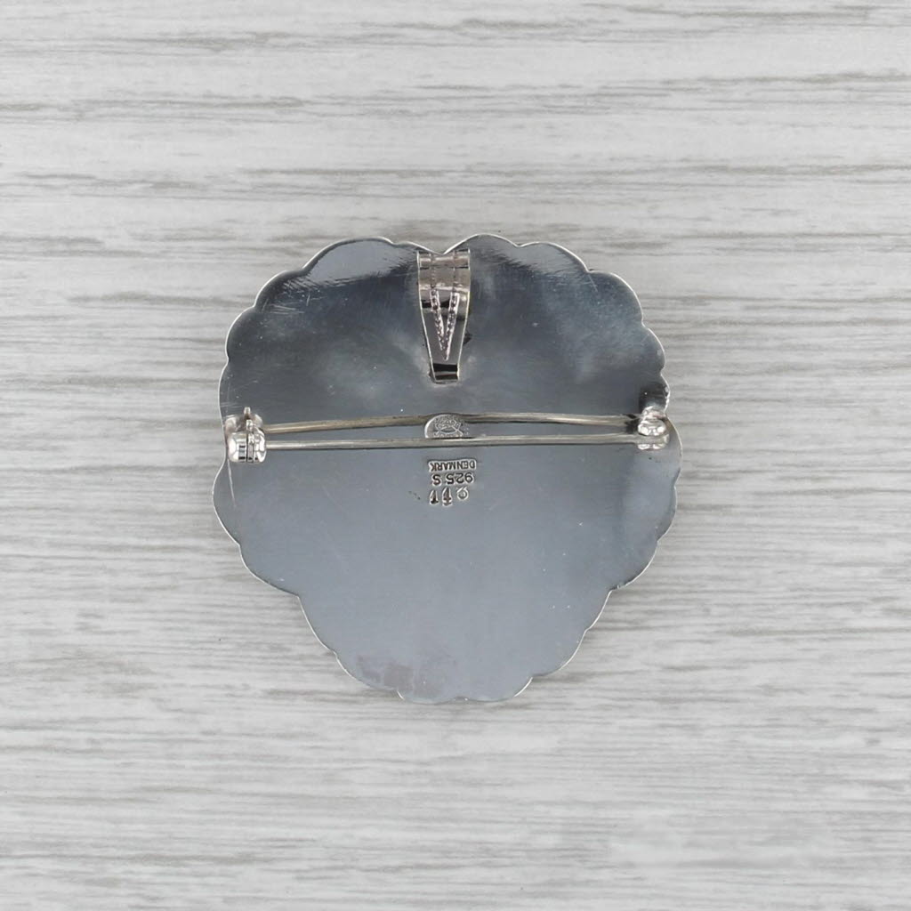 Georg Jensen Denmark Cultured Pearl Flower Brooch Pendant Sterling Silver 143