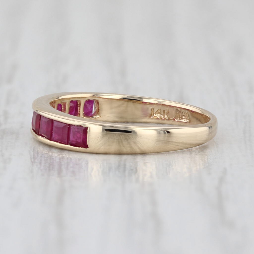 0.75ctw Ruby Ring 14k Yellow Gold Sz 4 Channel Set Square Stackable Wedding Band