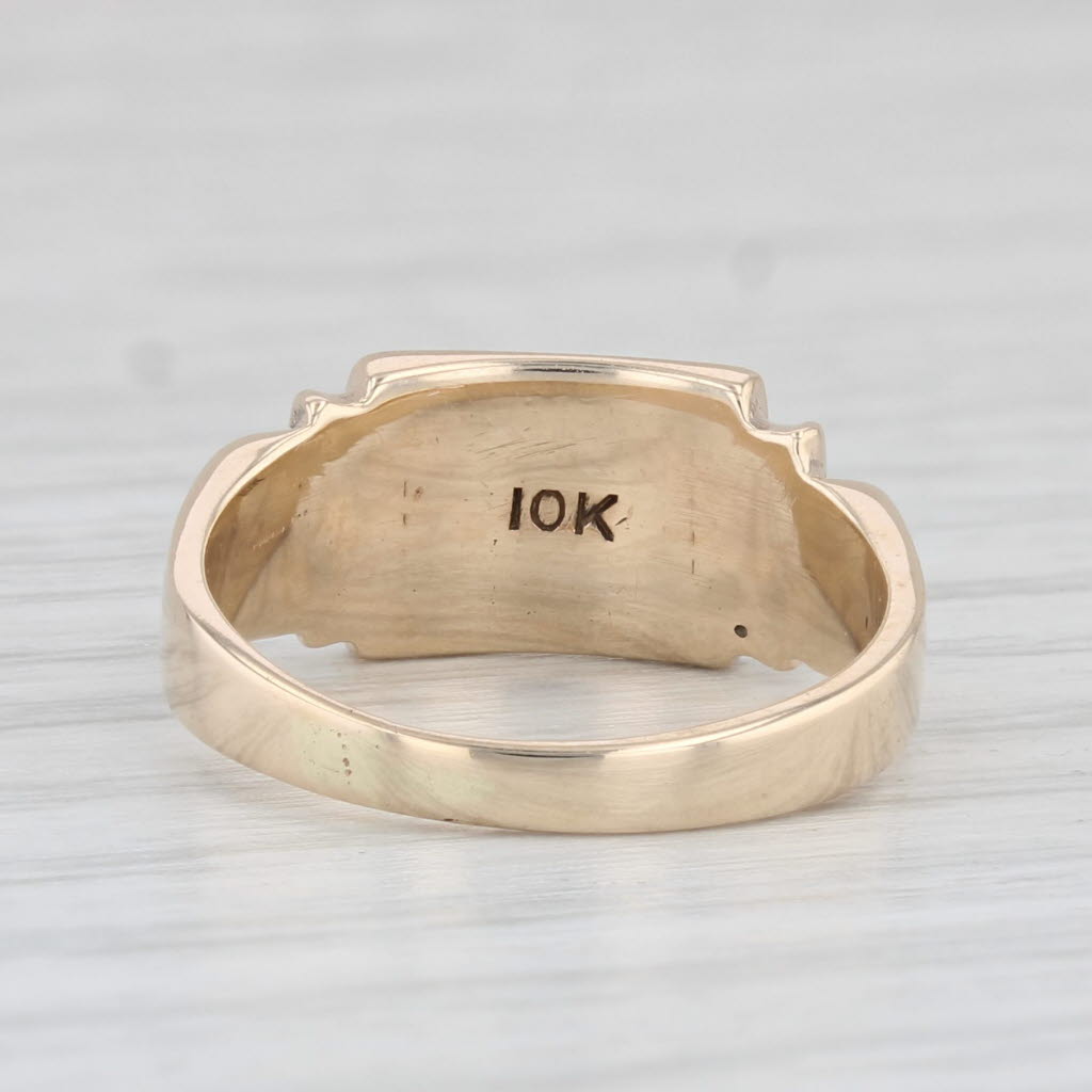 Light Gray Vintage Engravable Signet Ring 10k Yellow Gold Size 4.5