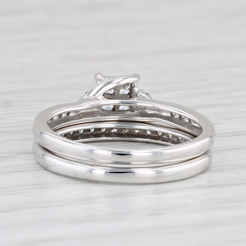 Light Gray 0.27ctw Diamond Engagement Ring Wedding Band Bridal Set 10k White Gold Size 5