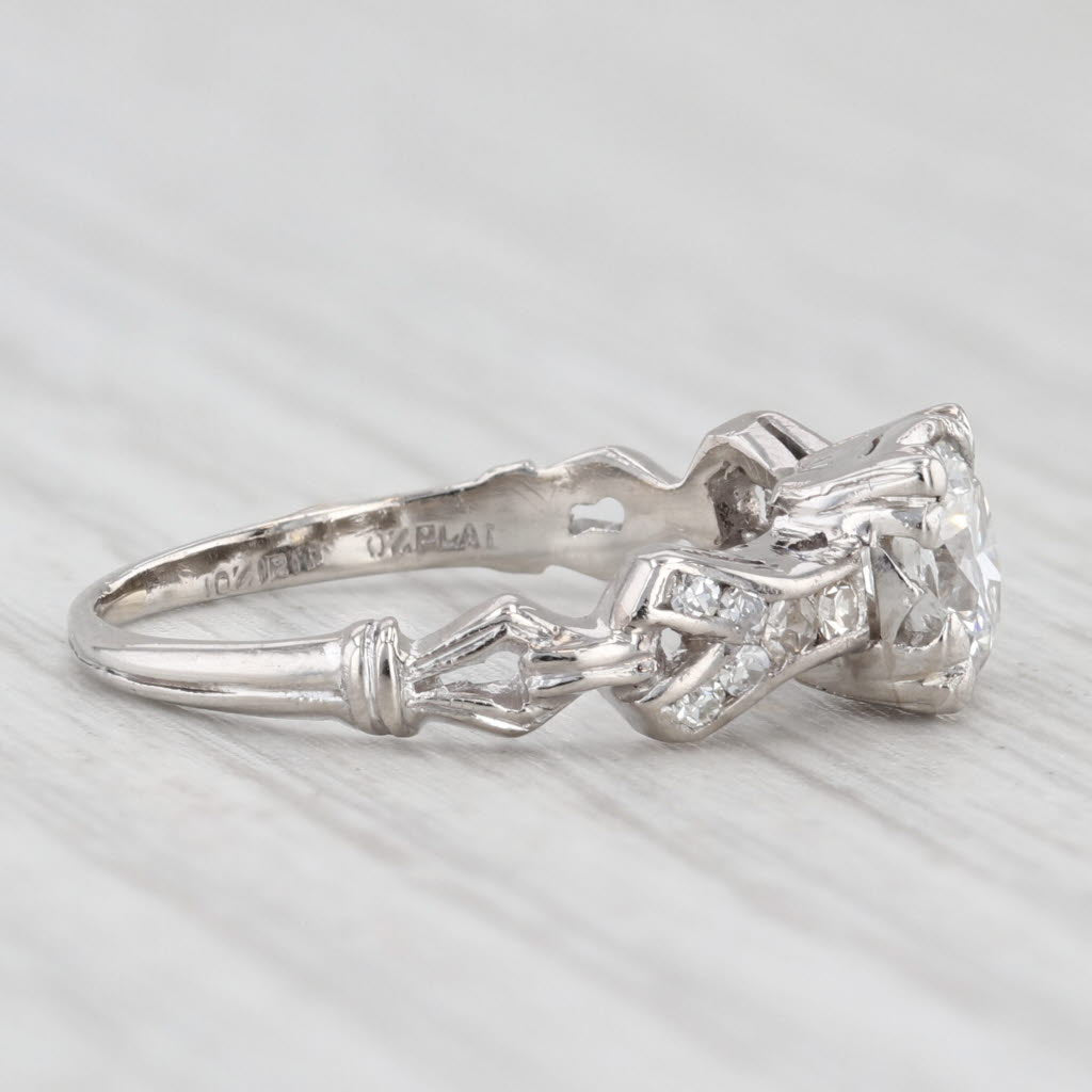 Light Gray Art Deco 0.62ctw Transitional Round Diamond Engagement Ring Platinum Size 4.75