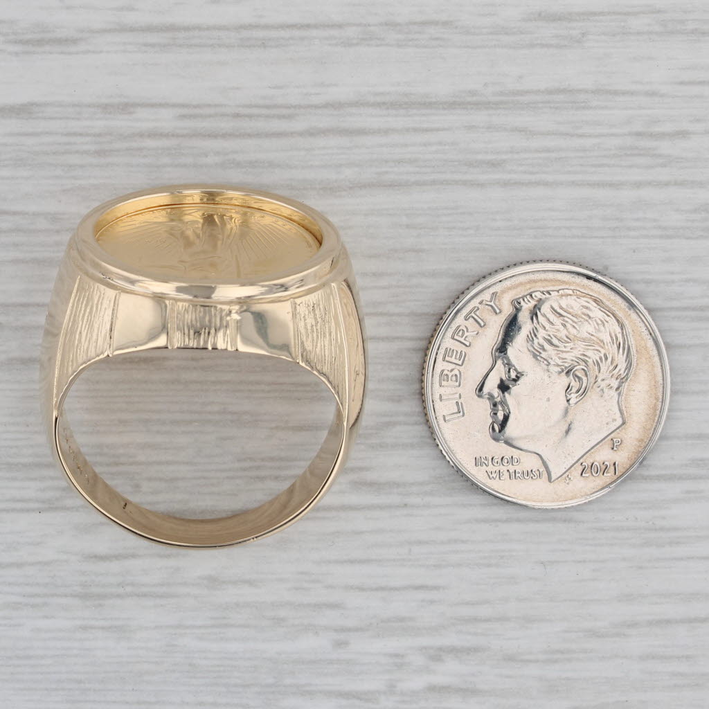 Gray 1989 1/10ozt 5 Dollar American Eagle Coin Ring 14k 22k Yellow Gold Sz 8.75