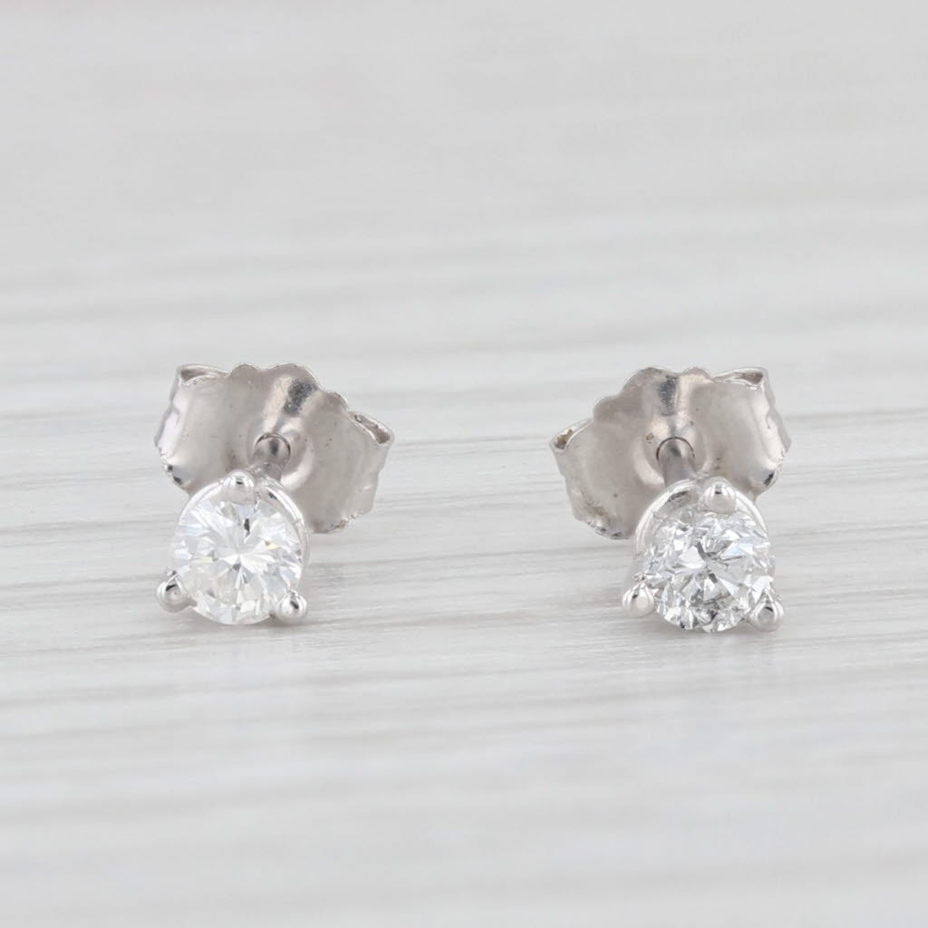 Light Gray New Diamond 0.20ctw Stud Earrings 14k White Gold Round Solitaire Studs