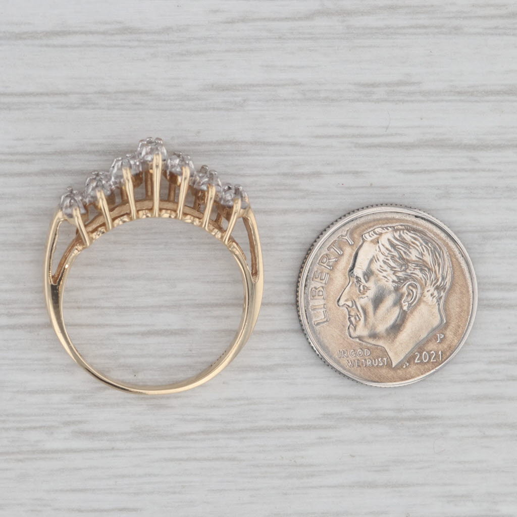 Gray 1ctw Diamond Cluster Tiered Ring 10k Yellow Gold Size 7.25