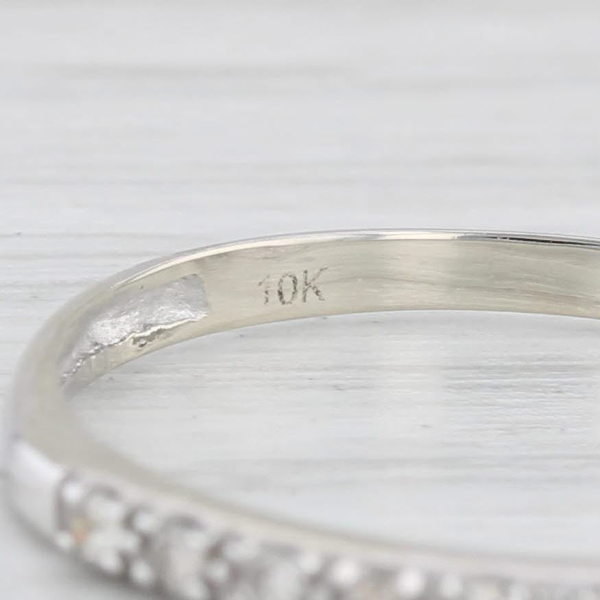 Light Gray 0.12ctw Diamond Wedding Band 10k White Gold Size 8.25 Stackable Ring