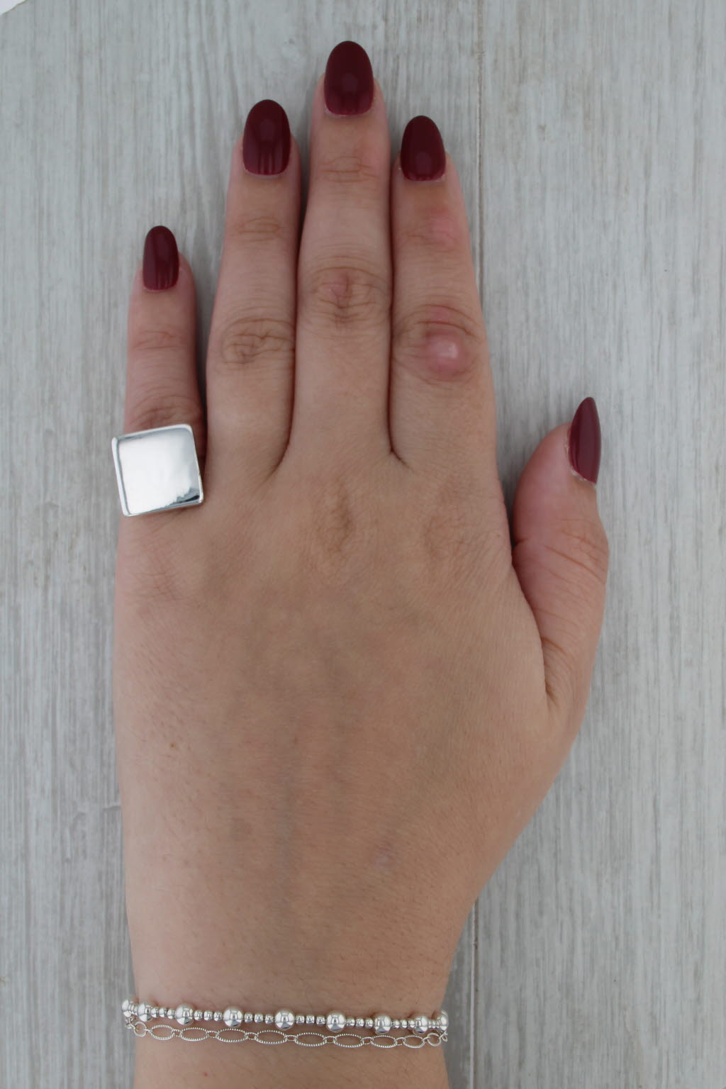Engravable Square Signet Ring Sterling Silver Size 5.5 Statement