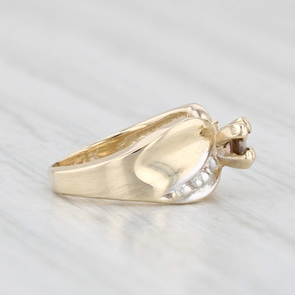 Light Gray Smoky Quartz Solitaire Ring Charm 10k Yellow Gold Small Pendant