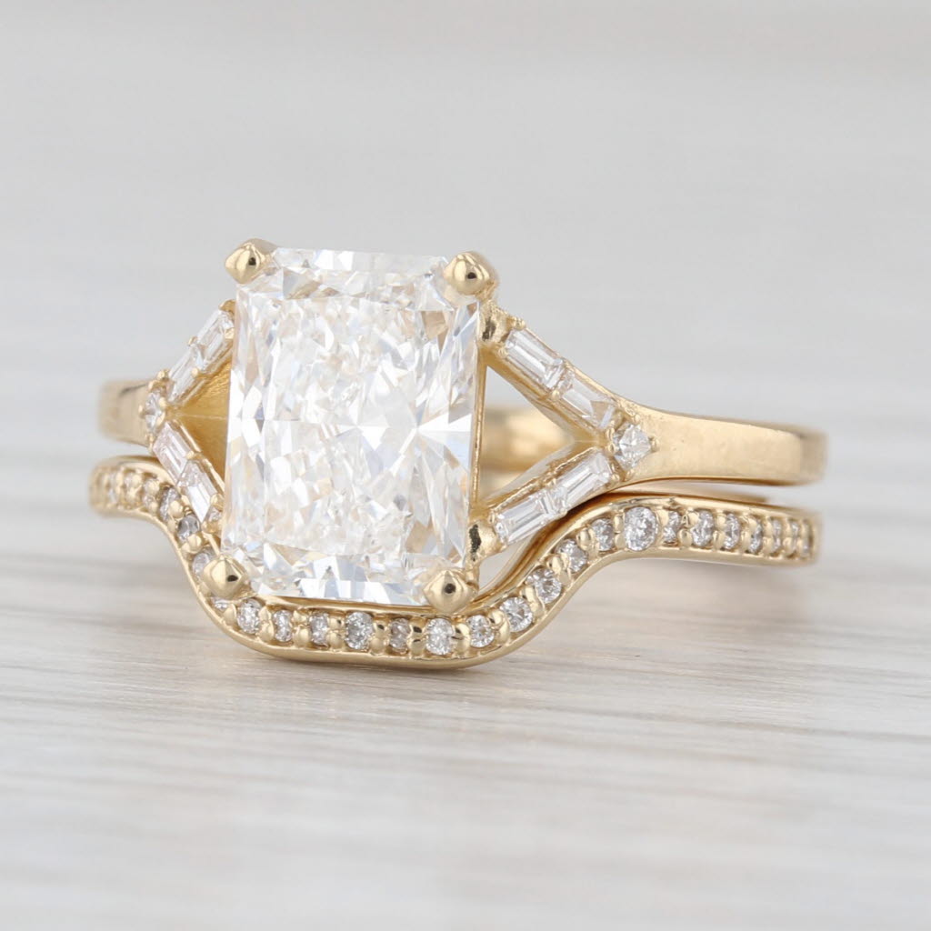 1.92ctw IGI Lab Created Diamond Engagement Ring Wedding Band Bridal Set 14k Gold