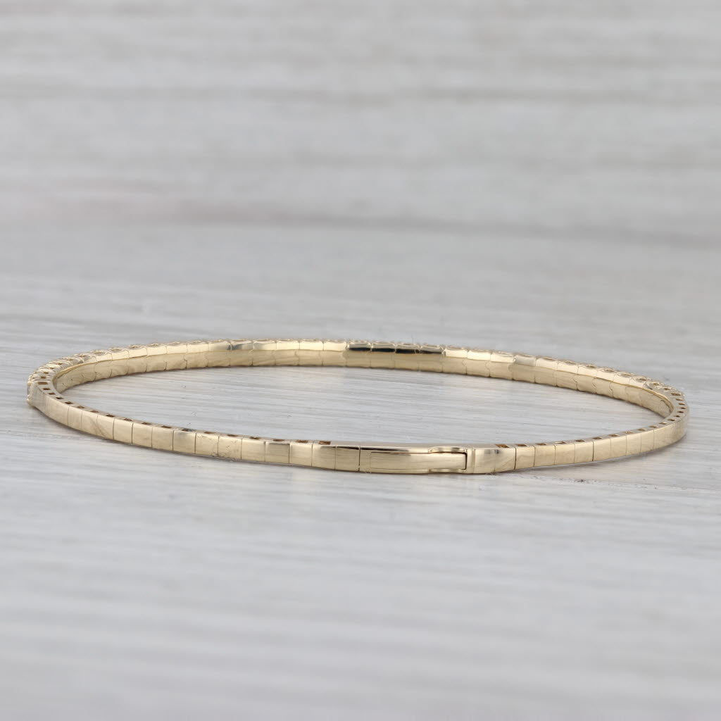 New 1.95ctw Diamond Bead Flexible Bangle Tennis Bracelet 14k Yellow Gold 6.75"
