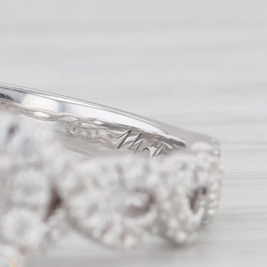 Light Gray Neil Lane 1.16ctw Diamond Halo Engagement Ring Wedding Band 14k White Gold