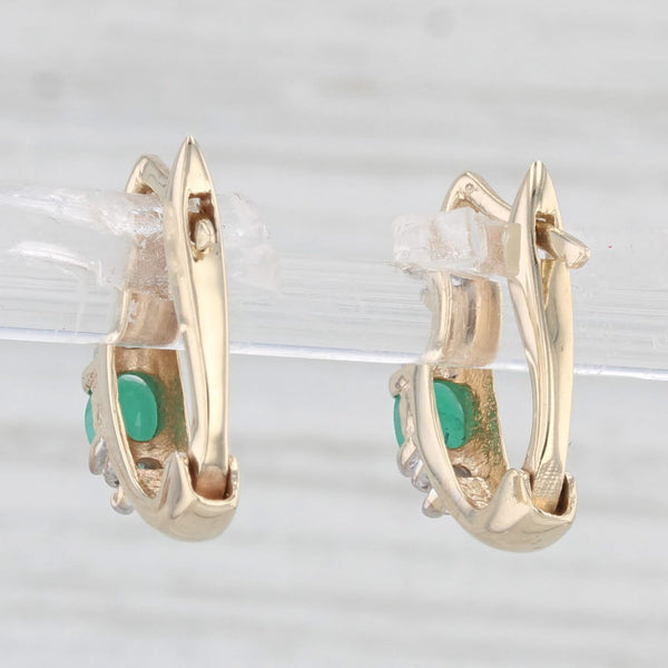 0.40ctw Emerald Diamond Drop Earrings 10k Yellow Gold Snap Top Posts