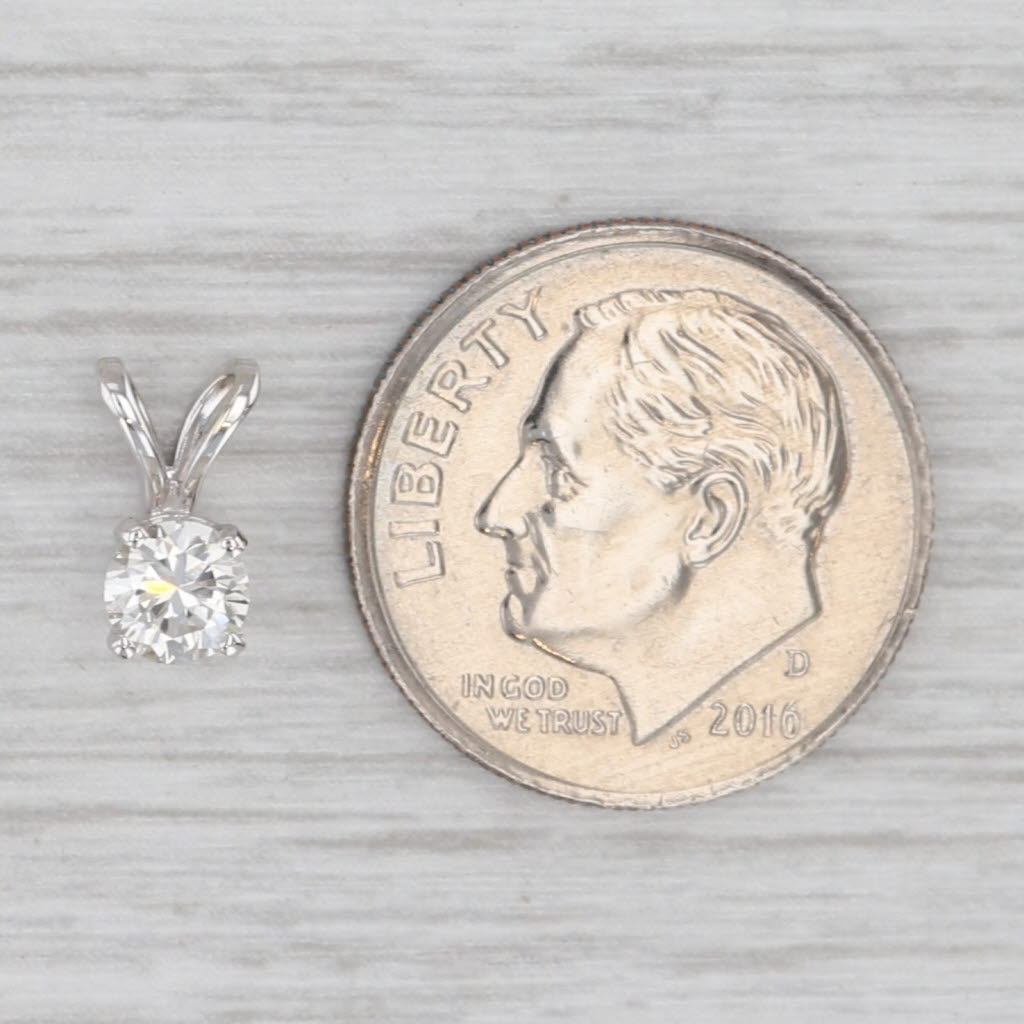 Light Gray New Small 0.25ct Round Diamond Solitaire Pendant 14k White Gold