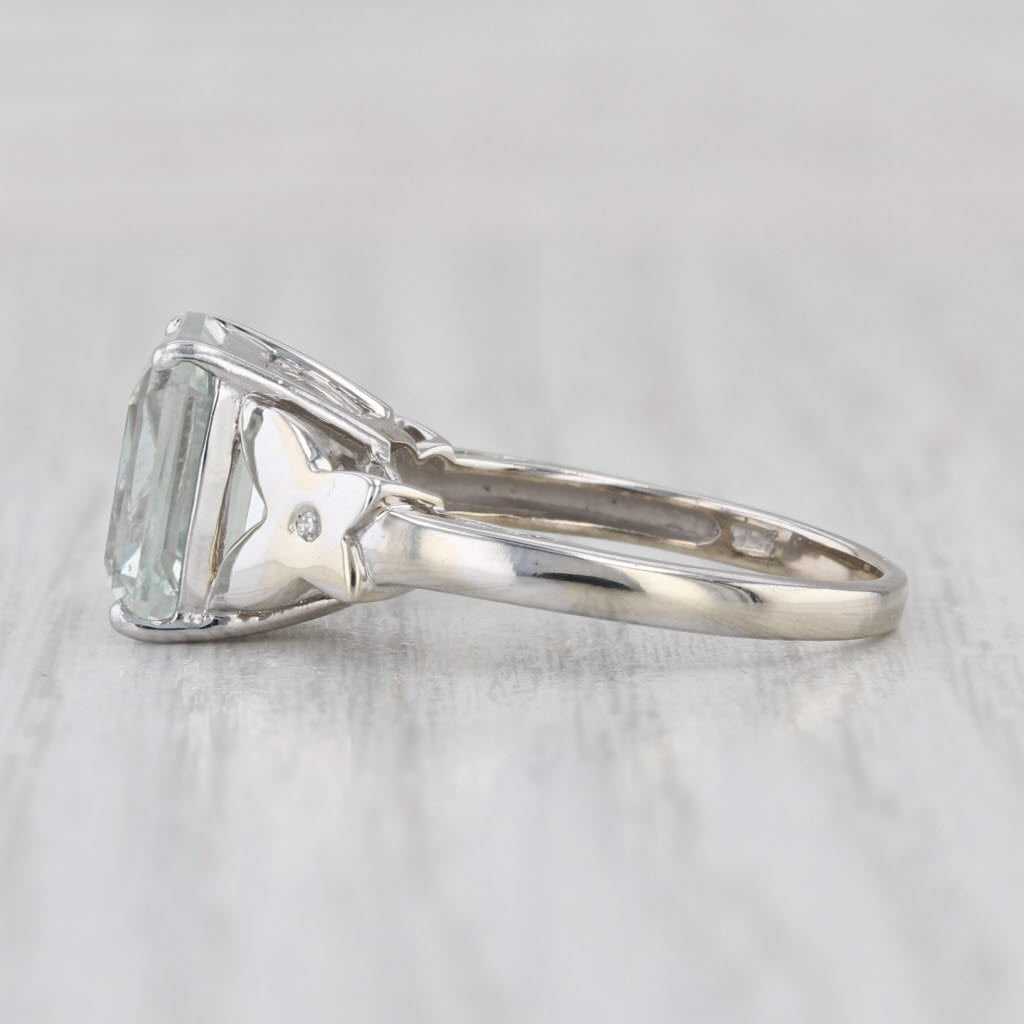 3.80ct Prasiolite Green Amethyst Ring 10k White Gold Size 7 Diamond Accents