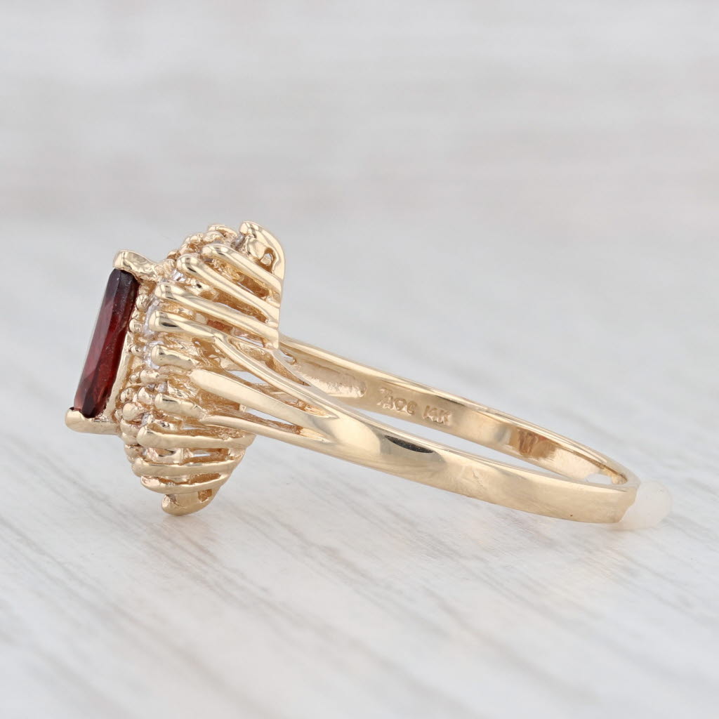 Light Gray 1.25ctw Marquise Garnet Diamond Halo Ring 14k Yellow Gold Size 8.75