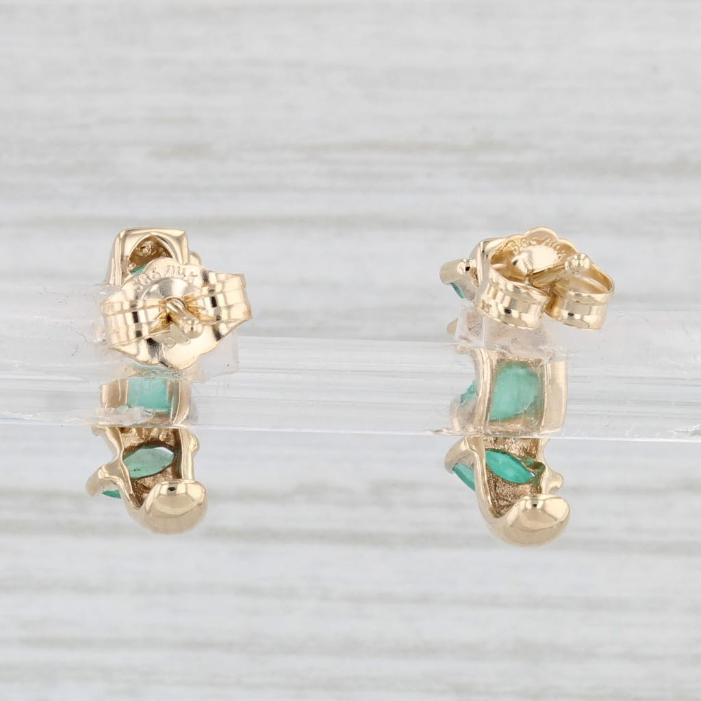 Light Gray 0.35ctw Emerald Diamond J-Hook Drop Earrings 14k Yellow Gold