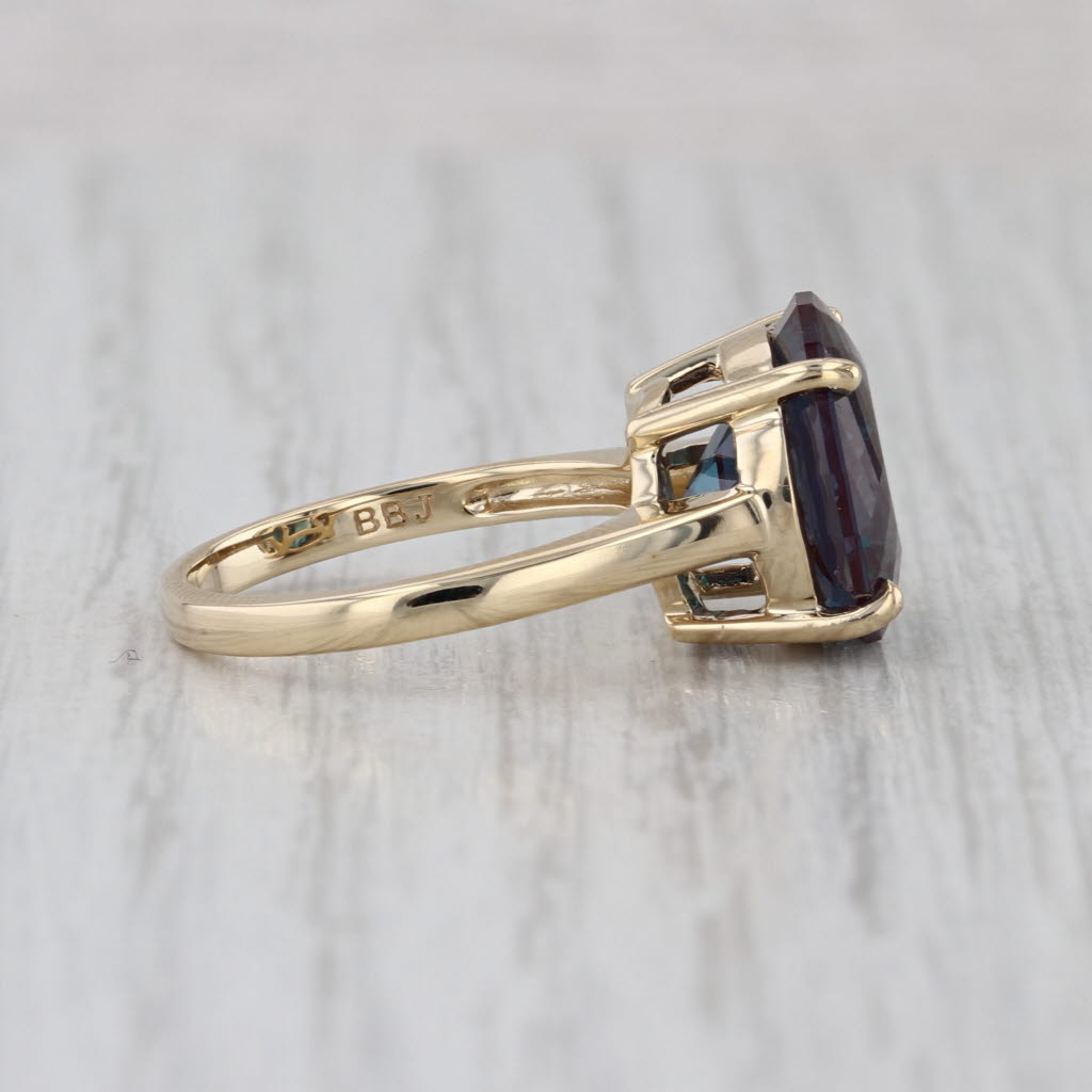 Vintage 7.45ct Lab Created Alexandrite Ring 10k Yellow Gold Size 6
