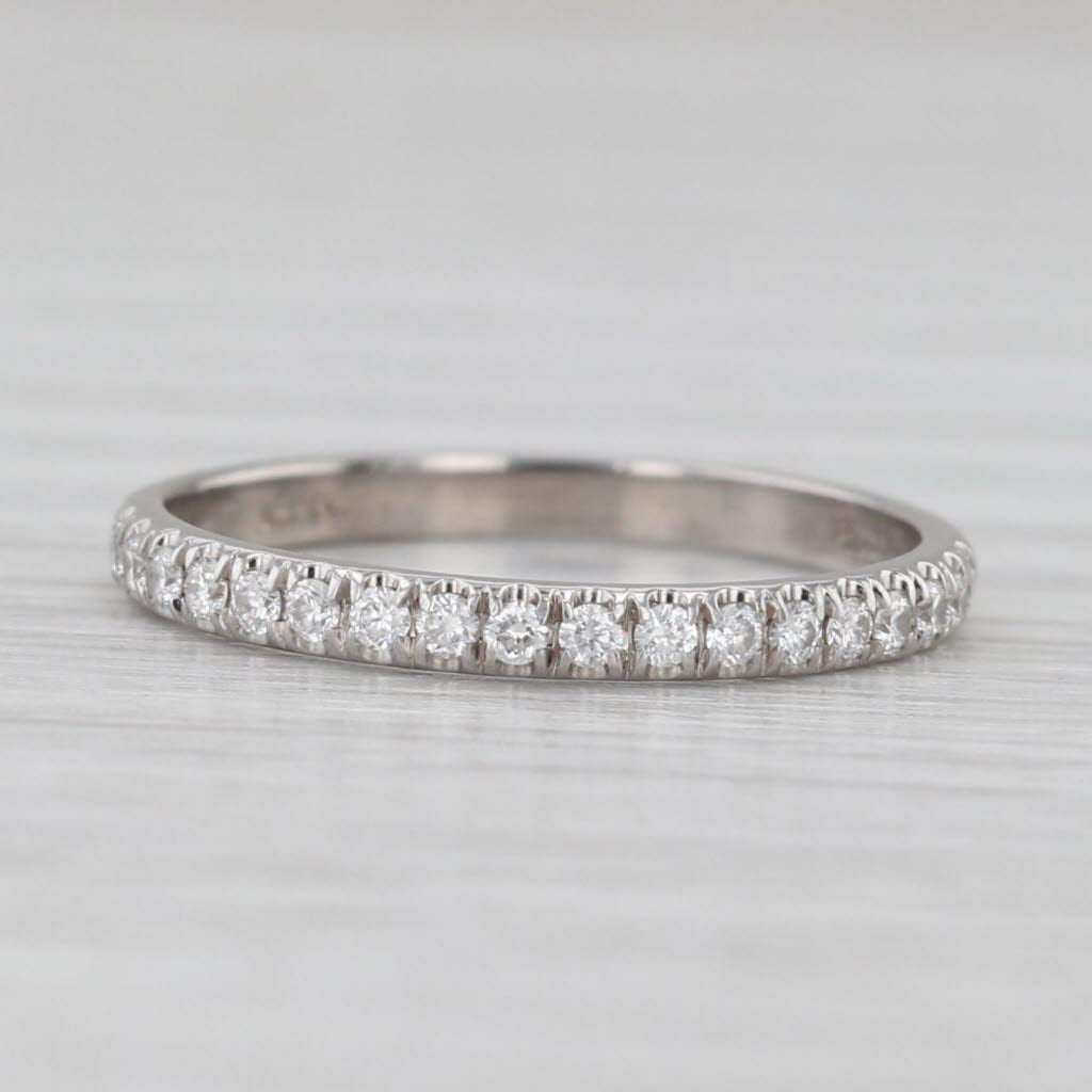 Light Gray 0.25ctw Diamond Wedding Band 14k White Gold Stackable Anniversary Size 5 Ring