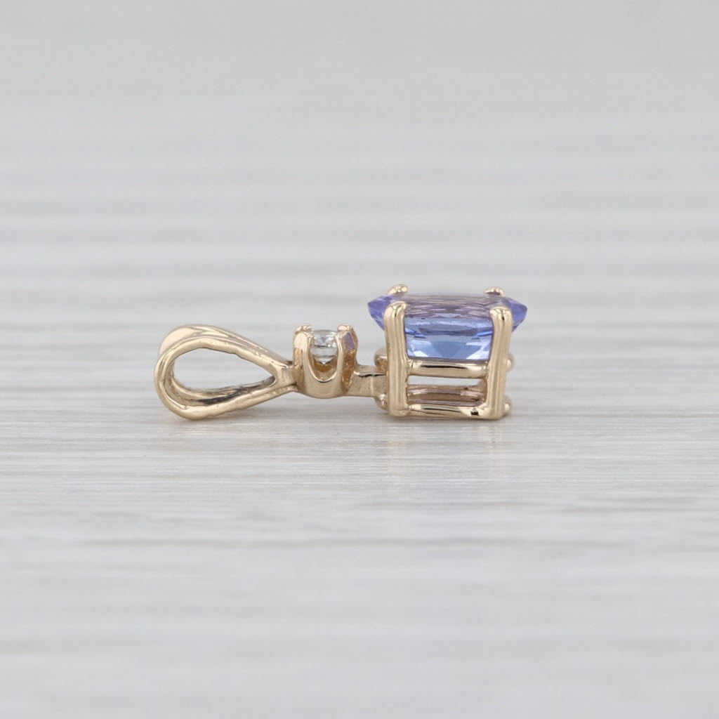 0.50ctw Tanzanite Diamond Pendant 14k Yellow Gold Small Drop