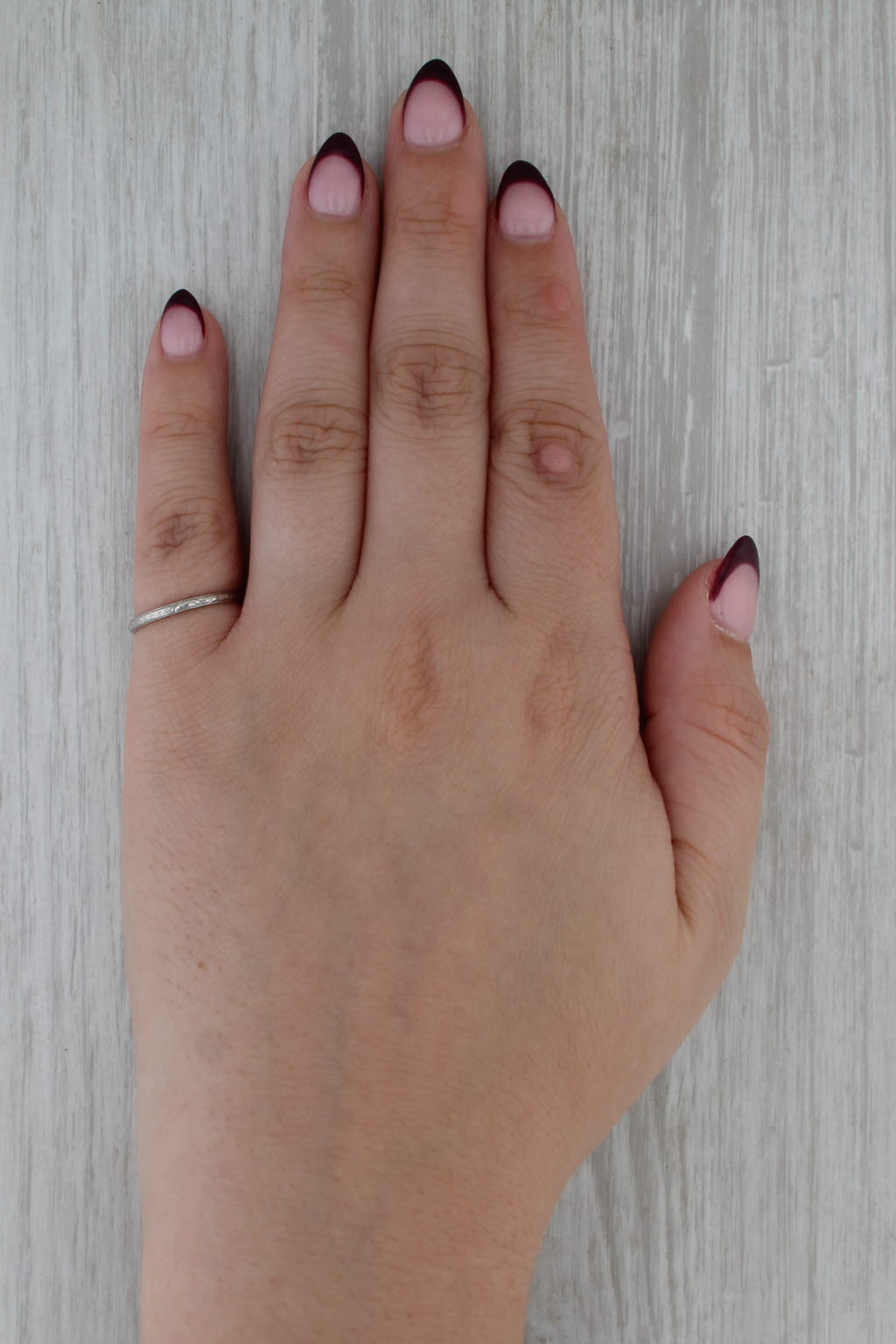 Art Deco Floral Etched Wedding Band Platinum Ring Size 5.5 Stackable