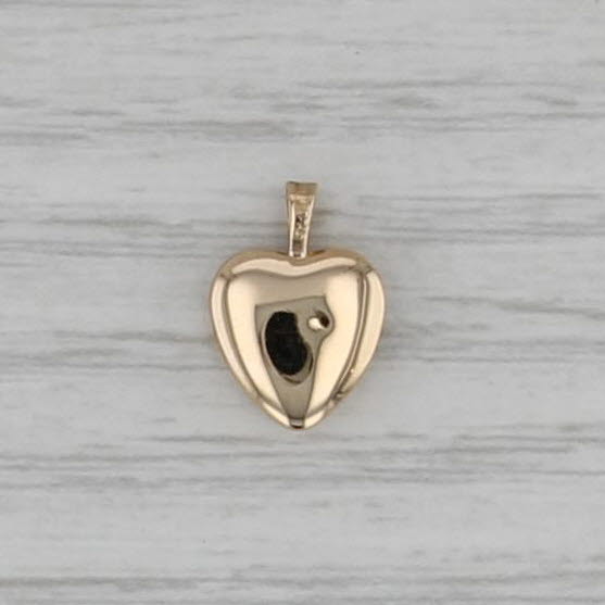 Tiny Floral Engraved Heart Photo Locket Pendant 14k Yellow Gold Charm