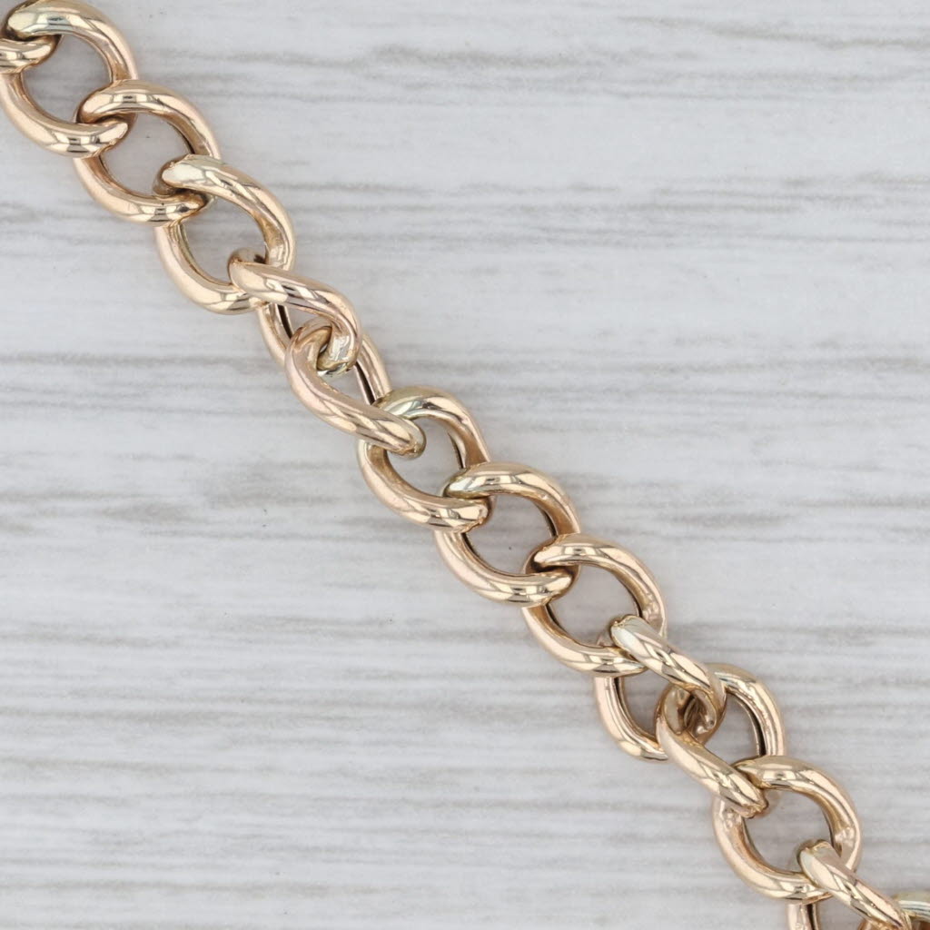 Vintage Bridal Themed Charm Bracelet 9k Gold 6.5" Curb Chain Ring Bible Bells