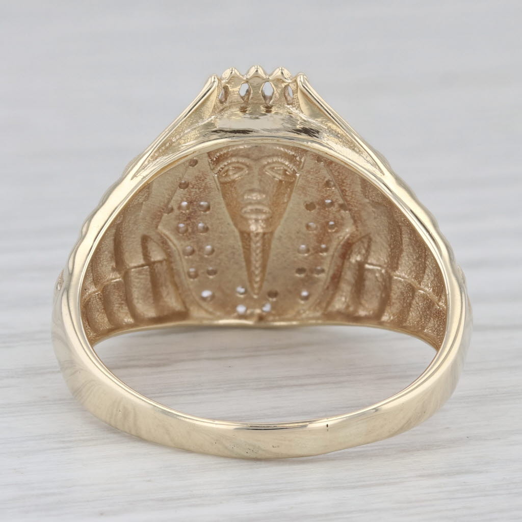 Gray Men's 0.40ctw Cubic Zirconia Pharaoh Ring 10k Yellow Gold Size 12.5