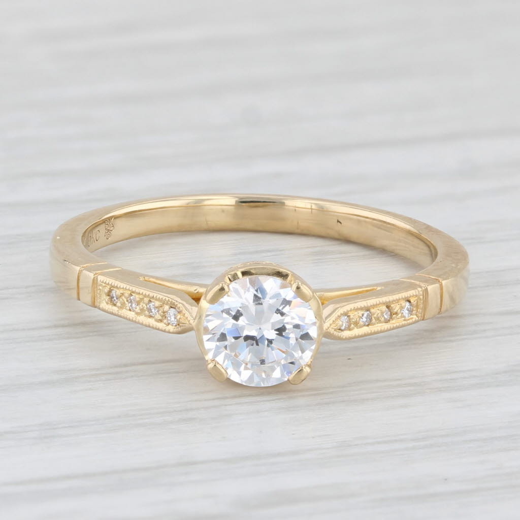 Light Gray New Beverley K Round Semi Mount Engagement Ring 18k Yellow Gold Diamond Sz 6.75