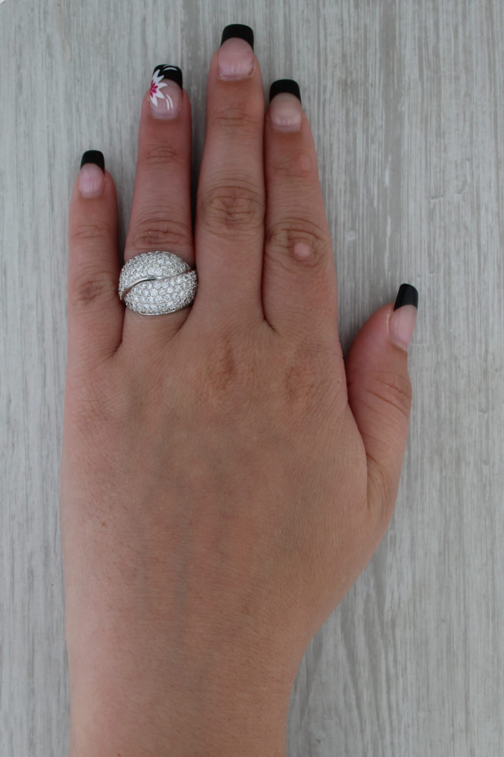 4.25ctw Diamond Pave Overlay Ring 14k White Gold Size 7 Cocktail