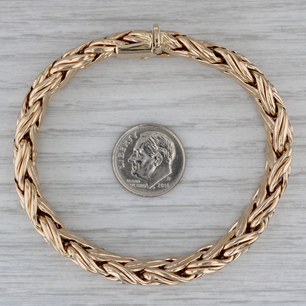 Dark Gray Tiffany & Co 6.5" 9.7mm Russian Braid Chain Bracelet 14k Yellow Gold