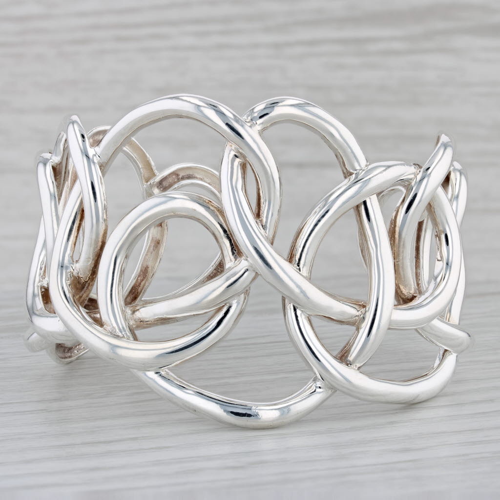 Gray Angela Cummings Knot Work Cuff Bracelet Sterling Silver Statement 6.75" 45.4mm