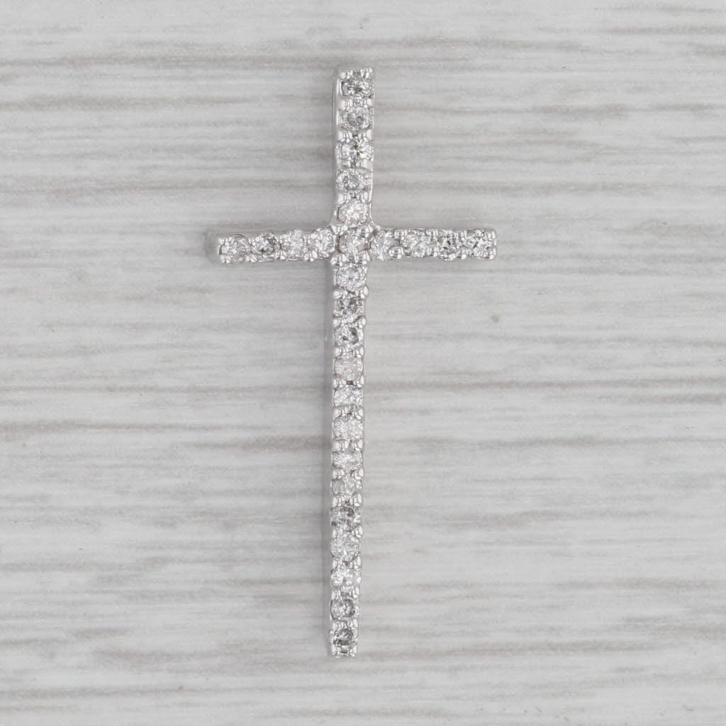 Gray 0.36ctw Pave Diamond Cross Pendant 14k White Gold