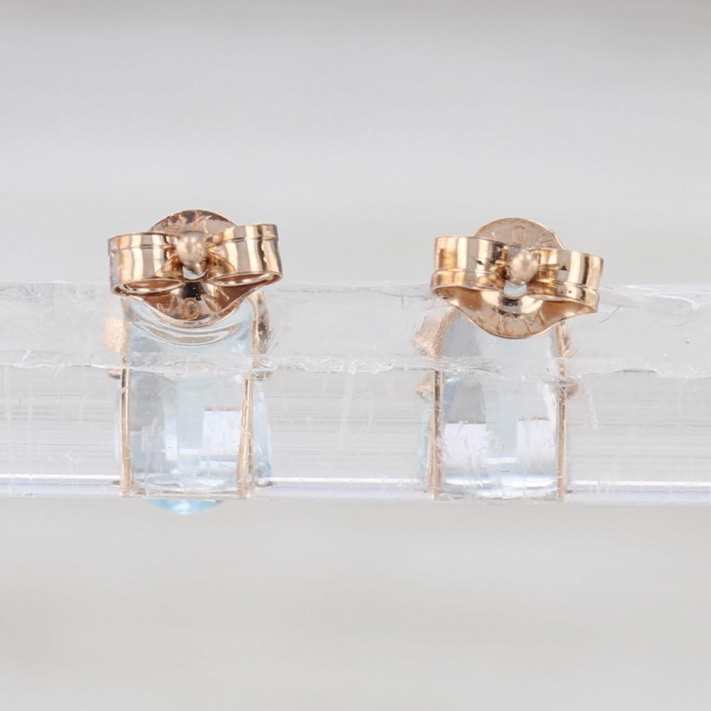 1.18ctw Oval Blue Topaz Stud Earrings 10k Yellow Gold Solitaire Studs