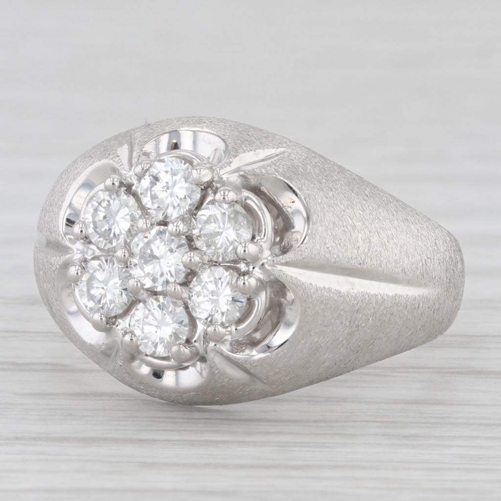 Light Gray 1ctw Diamond Cluster Belcher Settings Ring 14k White Gold Size 10.75 Vintage Men