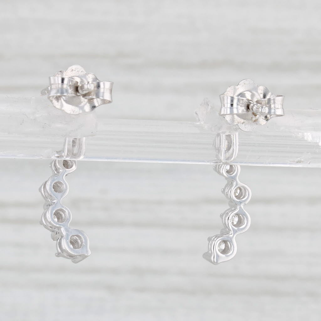 Light Gray 0.20ctw Diamond Journey Drop Earrings 10k White Gold