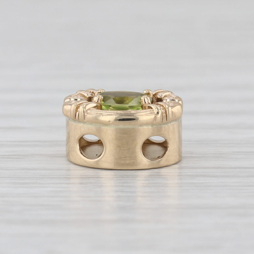 Vintage Peridot Solitaire Slide Bracelet Charm 14k Yellow Gold