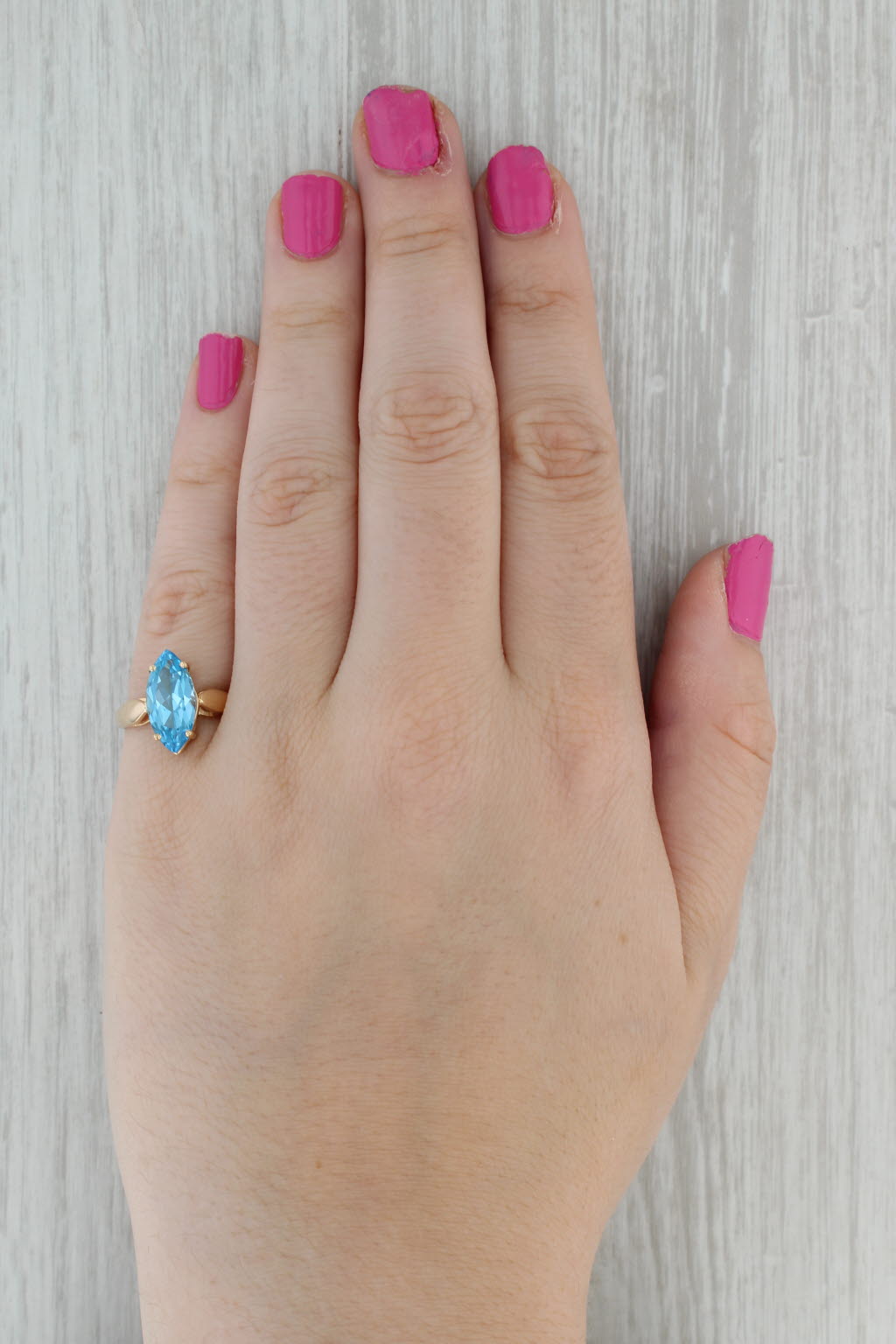 Dark Gray 2.90ct Blue Topaz Marquise Solitaire Ring 14k Yellow Gold Size 7