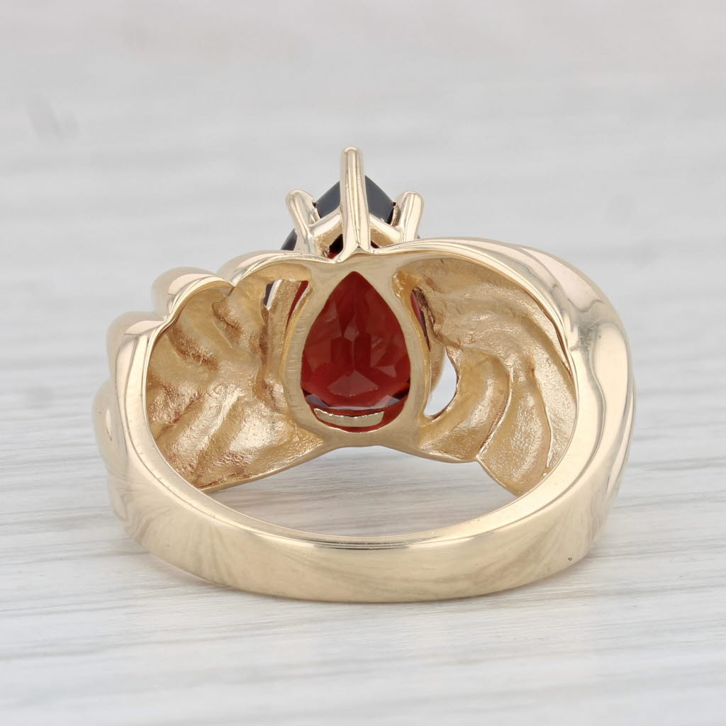 Light Gray 3.35ct Pear Solitaire Garnet Teardrop Ring 14k Yellow Gold Size 7
