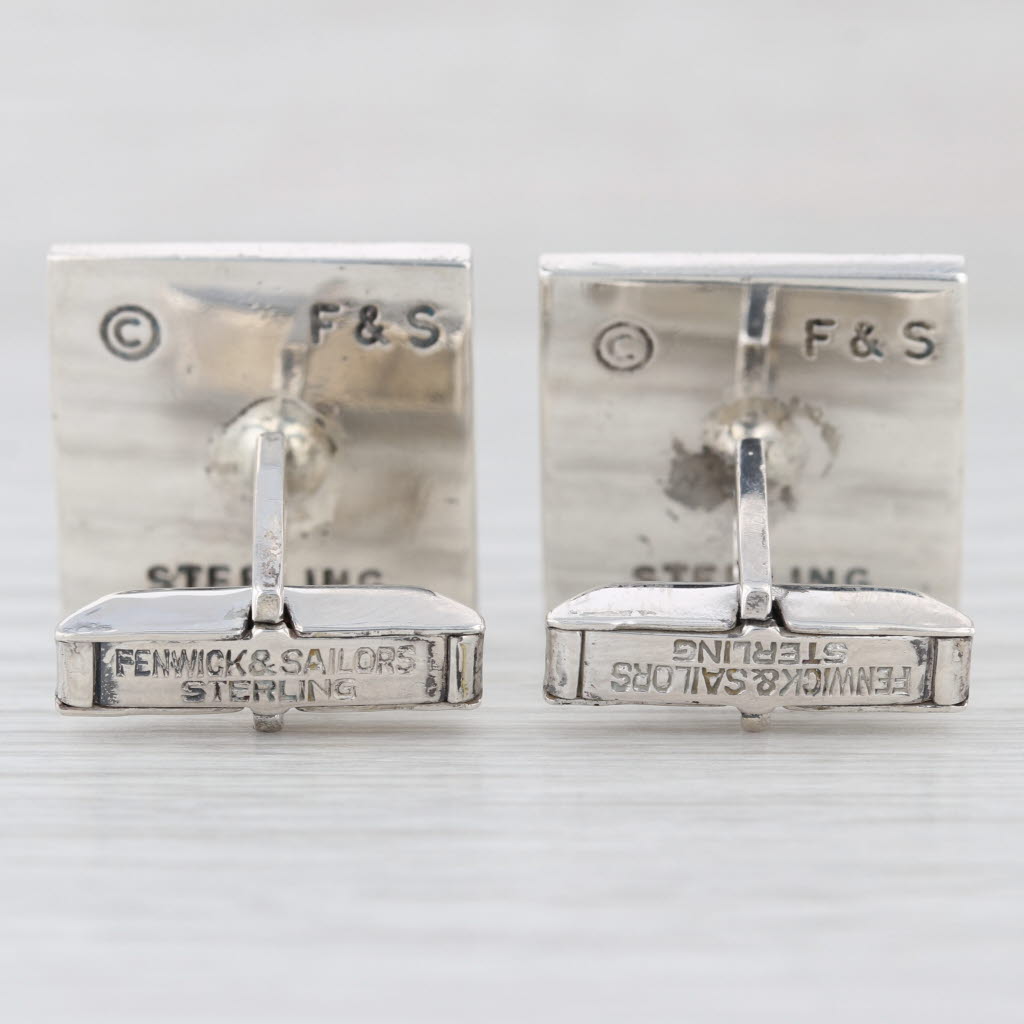 Masonic Cufflinks Sterling Silver Blue Lodge Square Compass Stencil Vintage Mens