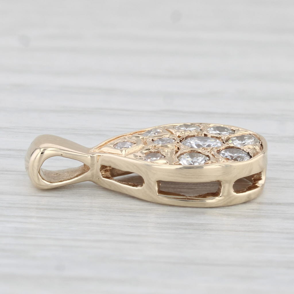 Light Gray 0.64ctw Diamond Cluster Teardrop Pendant 14k Yellow Gold