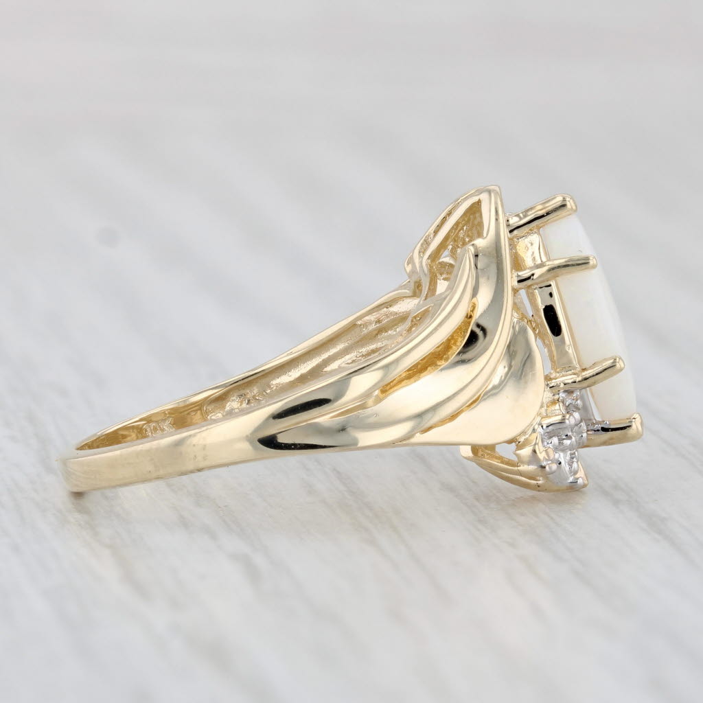 Light Gray Opal Marquise Diamond Ring 10k Yellow Gold Size 7