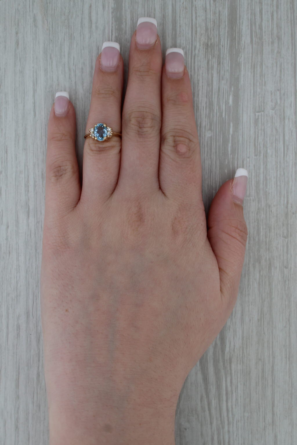 1.16ctw Oval Aquamarine Diamond Ring 14k Yellow Gold Size 4.75