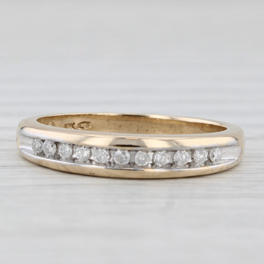 Light Gray 0.15ctw Diamond Wedding Band 10k Yellow Gold Size 7 Stackable Ring