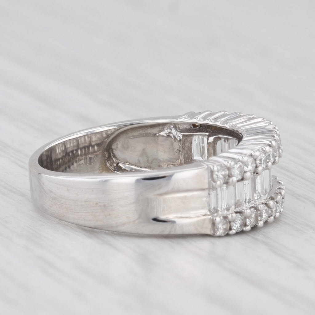 Light Gray 1.10ctw Diamond Ring 14k White Gold Size 7 Wedding Anniversary Stackable Band