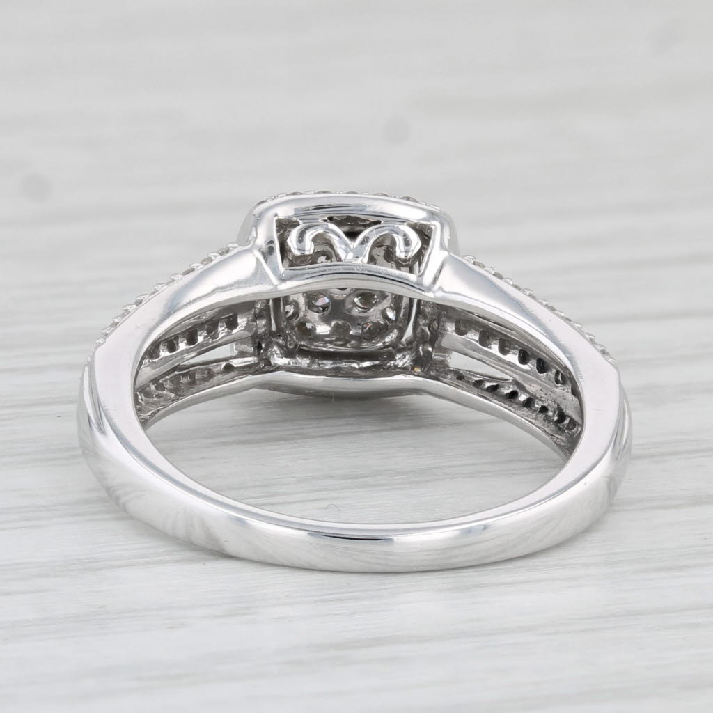 Light Gray 0.40ctw Diamond Cluster Halo Engagement Ring 10k White Gold Size 7