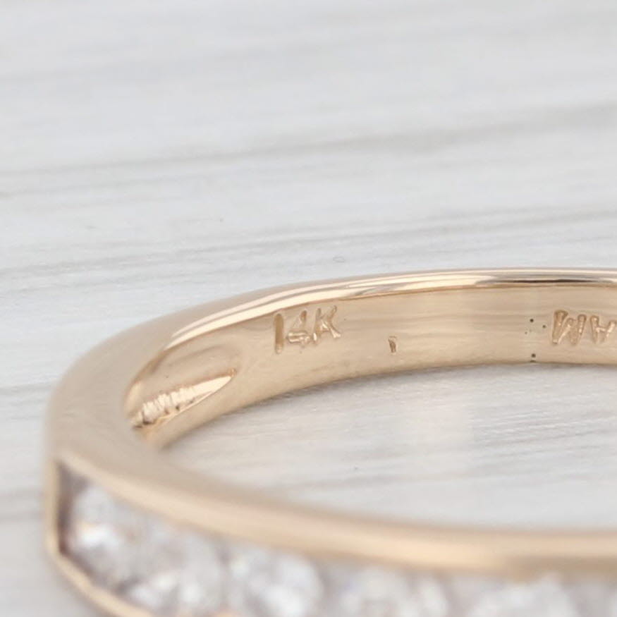Light Gray 0.30ctw Diamond 14K Yellow Gold Wedding Band Stackable Ring Size 6