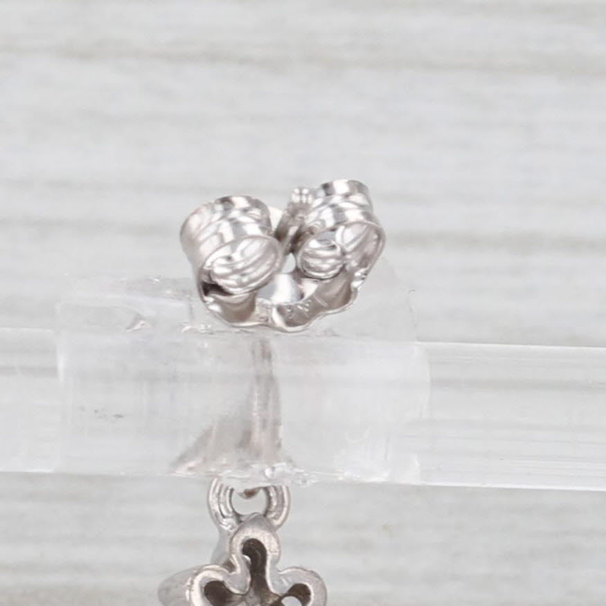 Light Gray Opal Diamond Halo Teardrop Earrings 14k White Gold Pierced Dangles