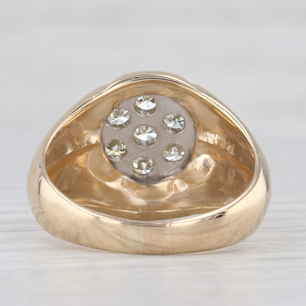 14ctw Vintage Diamond Cluster Belcher Setting Ring 14k Yellow Gold Size 11.5